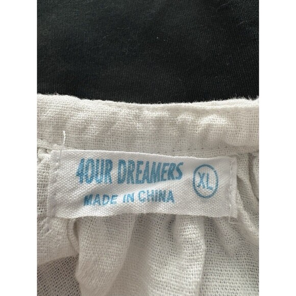 4Our Dreamers Linen Blend Dress Size XL White Henley Cottagecore Beach Lounge - Picture 6 of 16